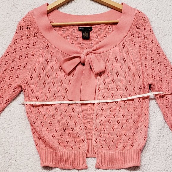 Grace Elements Knit Pink Bow Cardigan: Size S - Picture 3 of 6